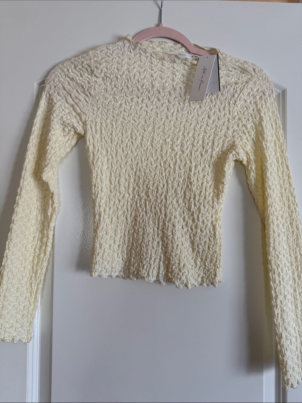 All in Favor Cream Long-Sleeve Textured Knit Top